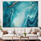 Frendorf | AquaGem Wandteppich | Blaue Achat Leinwand | Elegante Wanddekoration | Kunstwerk für Zuhause