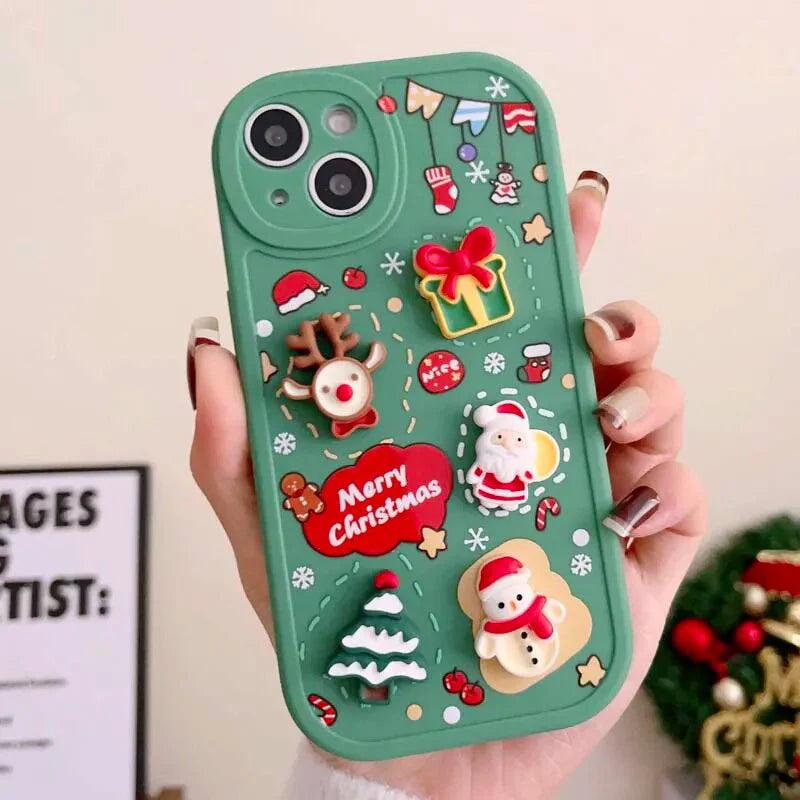 Frohe Weihnachten Elch Schneemann Santa Cartoon iPhone Hülle