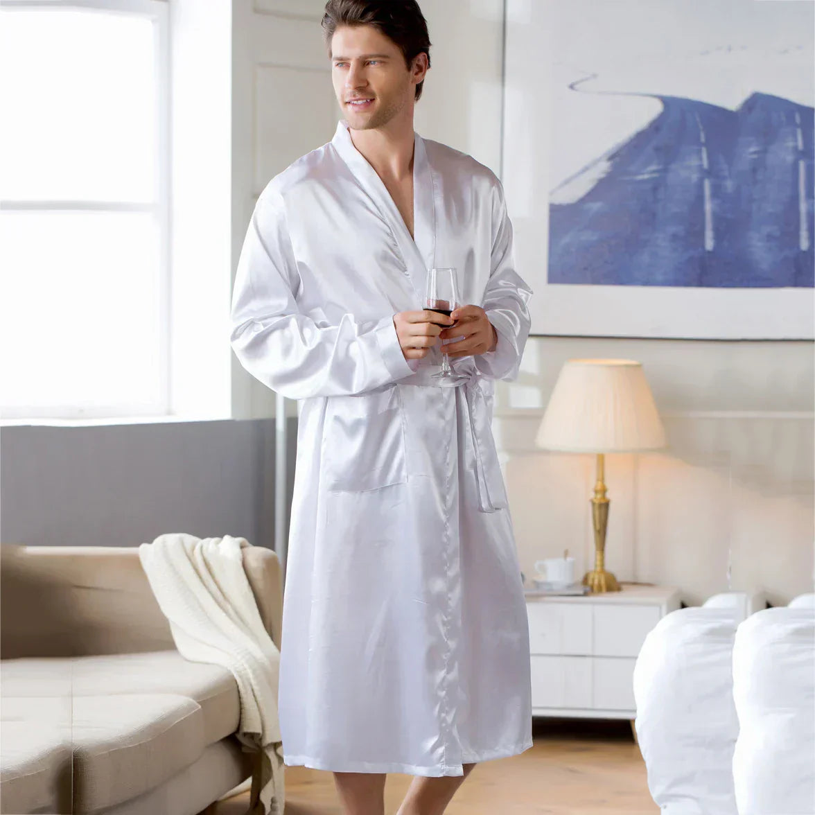 Frendorf | RelaxWear Bademantel - Eleganter Satin-Bademantel für Komfort