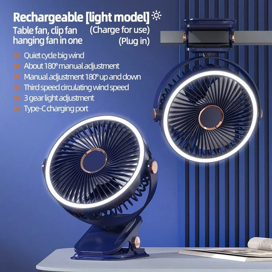 Frendorf | Multi-Winkel Outdoor Clip-On Wiederaufladbarer Kühlventilator