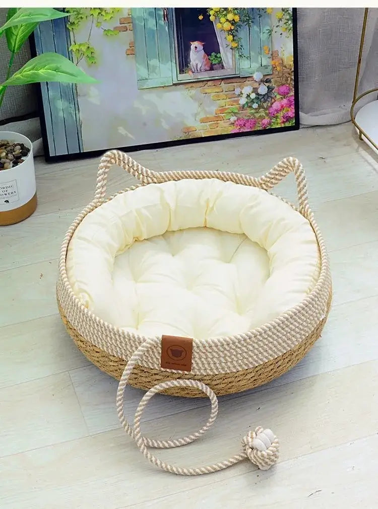 Bequeme Rattan Geflochtene Katzenbett