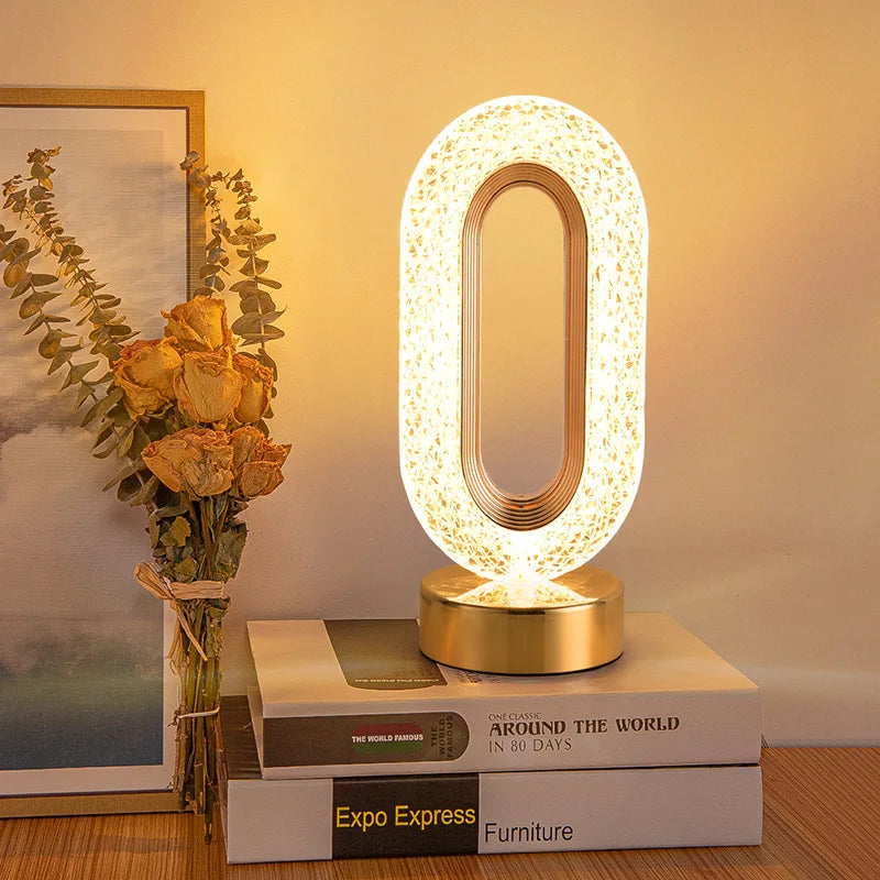 Kristall LED Tischlampe: Dimmbar, USB-Laden, Touch- & Fernbedienung