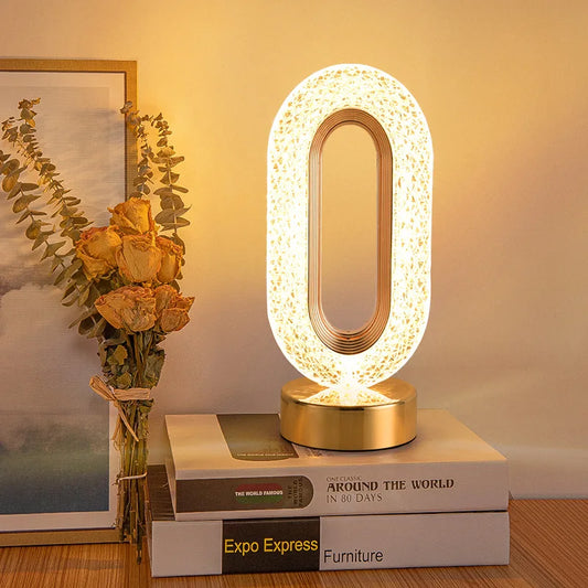 Kristall LED Tischlampe: Dimmbar, USB-Laden, Touch- & Fernbedienung