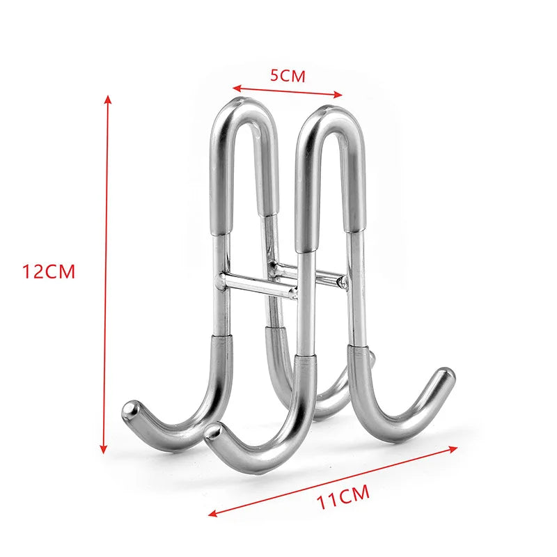 304 Edelstahl Glastür Duschhaken - Handtuchhalter Haken für Küche und Bad - Bohrfreier Haken (1/2 Stk)