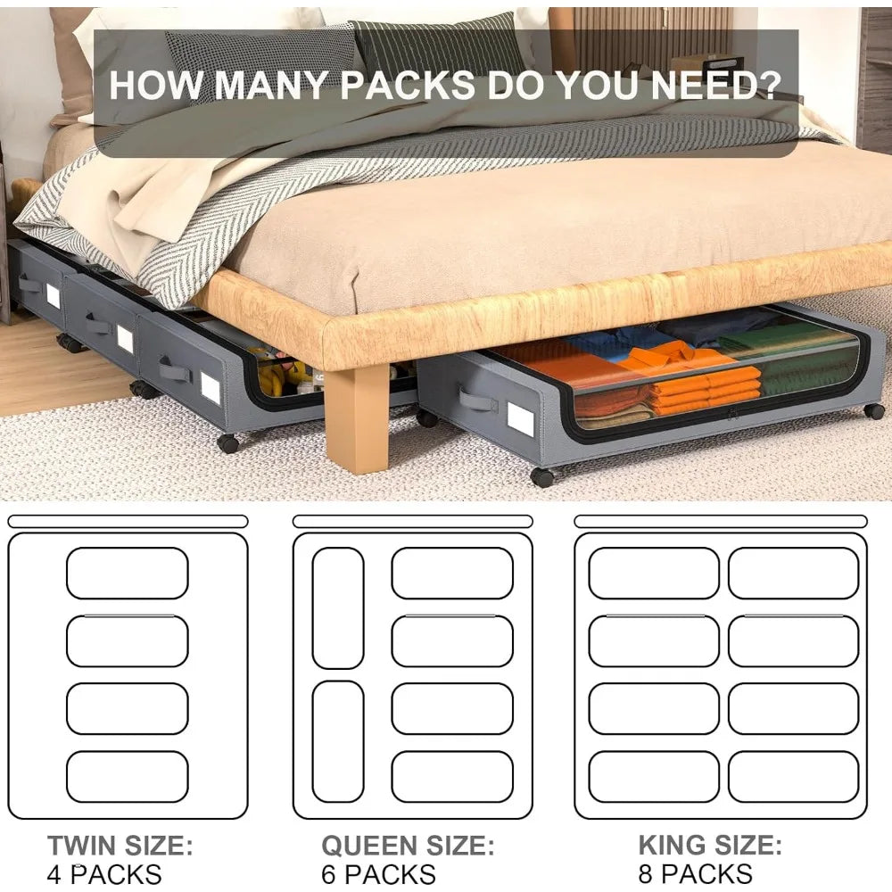 Frendorf | Unterbett-Aufbewahrung stapelbarer rollbarer Box-Organizer