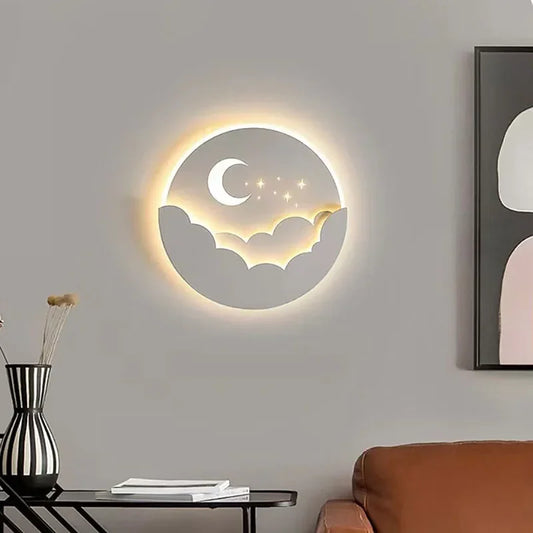 LED-Wandleuchte mit Mond und Sternen