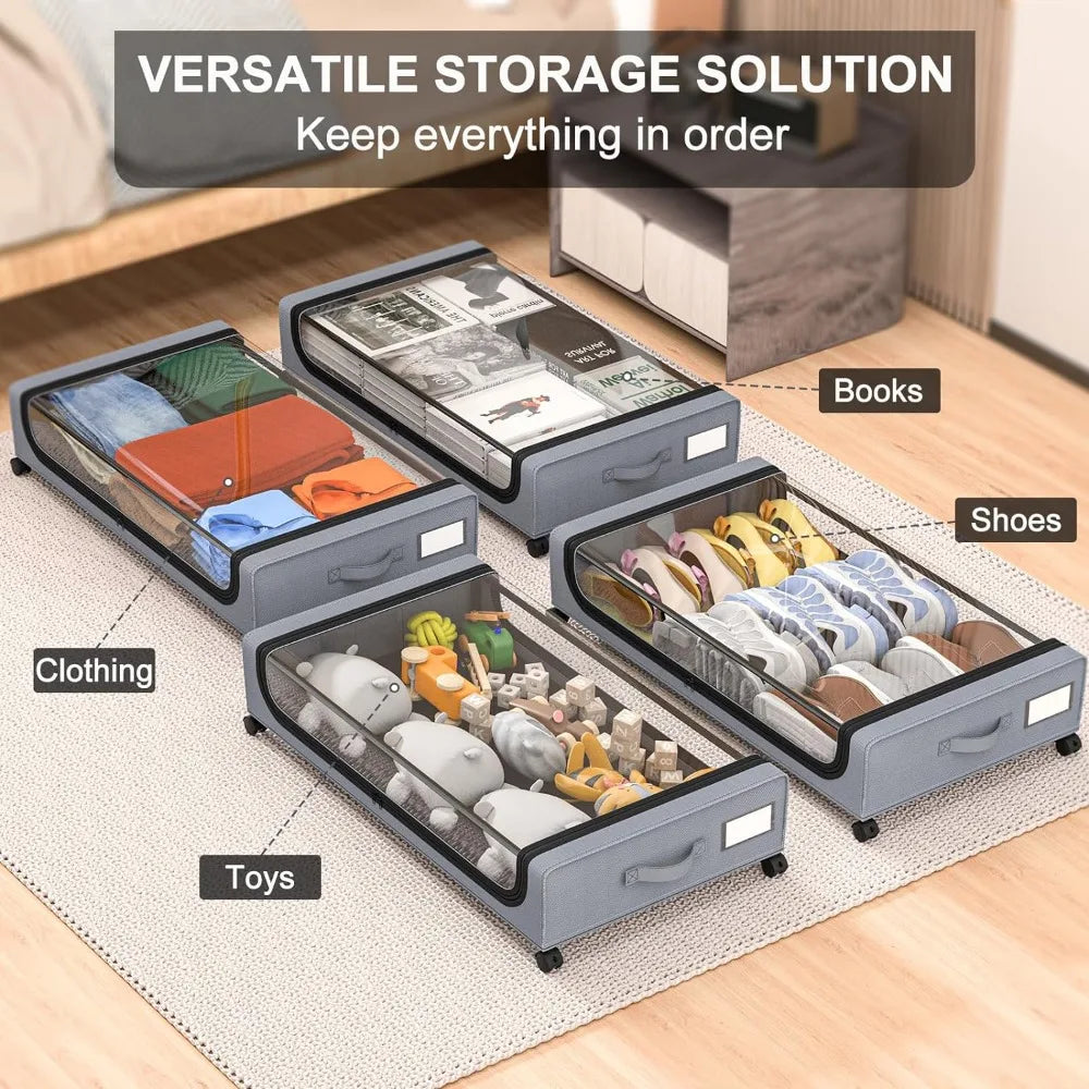 Frendorf | Unterbett-Aufbewahrung stapelbarer rollbarer Box-Organizer