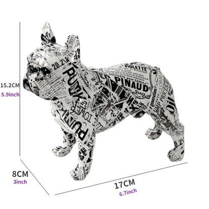 Bunte stehende Französische Bulldogge, Kunstharz-Statue, Dekoration, Haustier-Hund, DIY-Graffiti-Kunsthandwerk, Desktop-Tierstatue-Ornament.