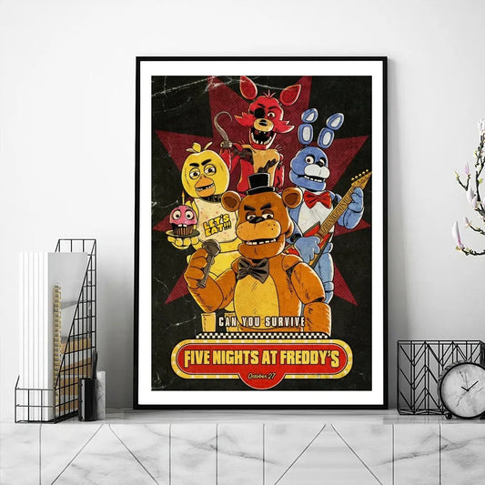 New FNAF Movie Poster Gallery Prints Painting Wall Canvas Pictures Living Room Sticker