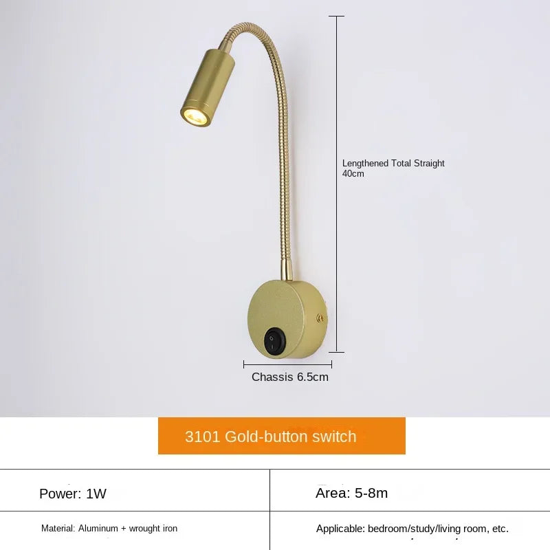 Vielseitige LED-Wandlampe: Modern, Flexibel, Perfekt zum Lesen am Bett