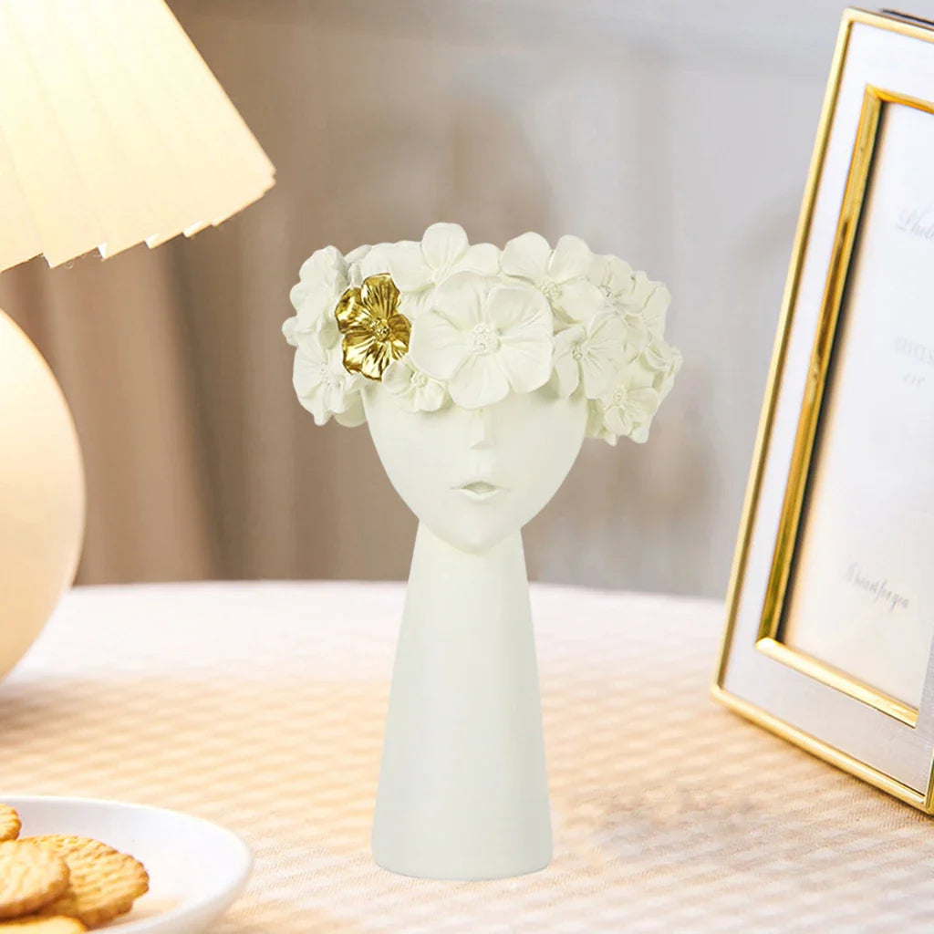 Nordic Mädchen Kopf Blume Harz Vase Statue Blume Blumen Vasen für Büro Desktop Trockene Blumen Ornamente Dekor Container