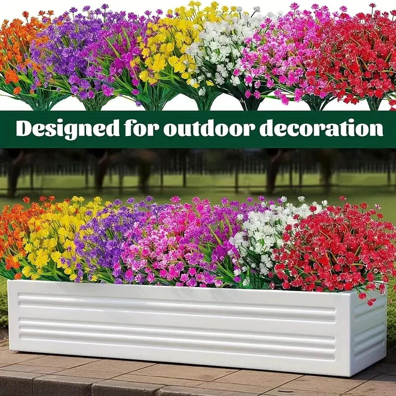 Frendorf | 12 Bündel Künstliche Blumen – Outdoor UV-beständige Kunstblumen, Premium oxidationsbeständige florale Dekoration für Garten, Balkon, Terrasse & Party