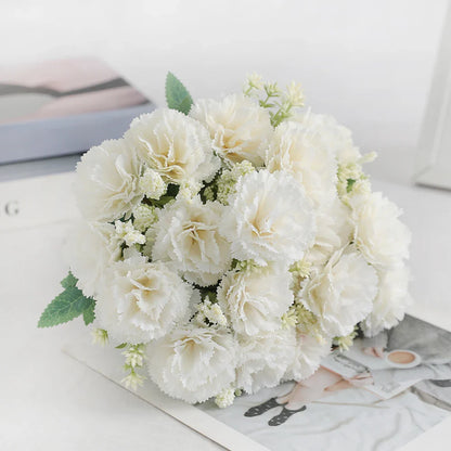 Frendorf | 28 cm Künstlicher Nelkenstrauß – 1/3 Stück Seidenblume für Zuhause, Hochzeit, Zimmer, Gartendekoration, DIY Braut hält Blumen