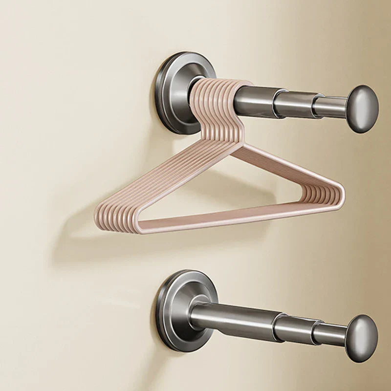 Frendorf | Hangovio | Teleskop-Kleiderbügelhalter mit Saugnapf | Ohne Bohren montierbar | Für Bad, Garderobe & Balkon