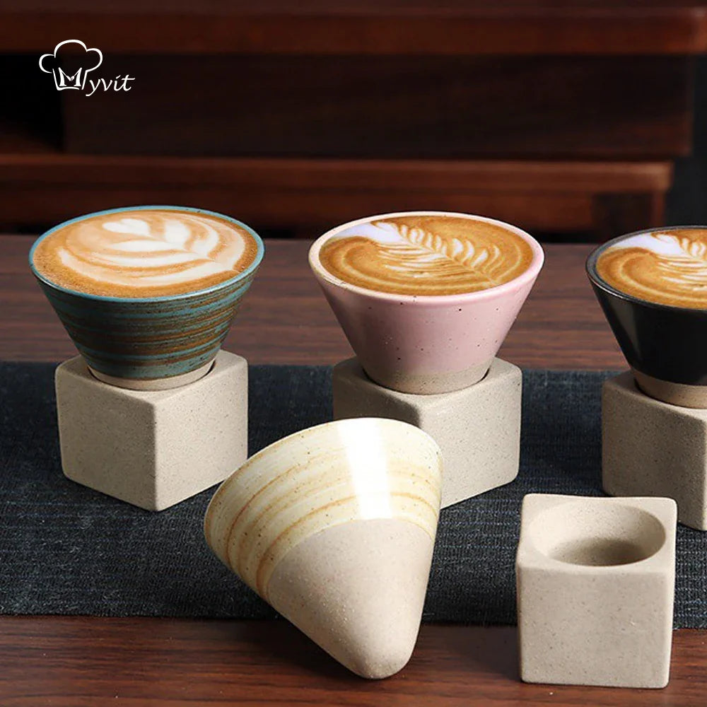 Japanische Kaffeetasse mit Untertasse, 1 Stück, Retro-Keramik-Teetasse, Becher, Latte, Espresso, Pull0, Blumen-Cappuccino, neue Keramiktasse, 100 ml/3,5 oz