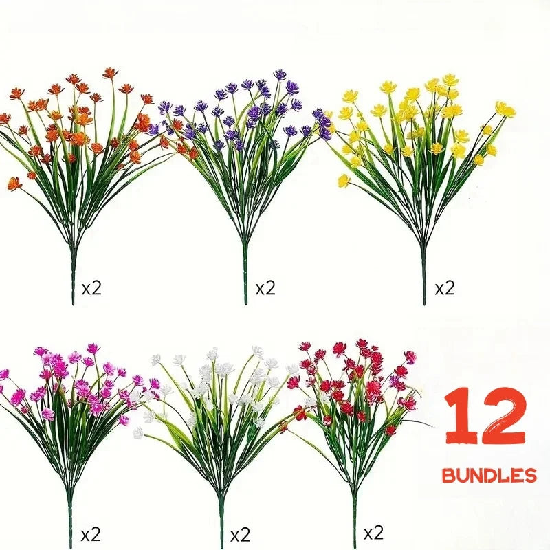 Frendorf | 12 Bündel Künstliche Blumen – Outdoor UV-beständige Kunstblumen, Premium oxidationsbeständige florale Dekoration für Garten, Balkon, Terrasse & Party