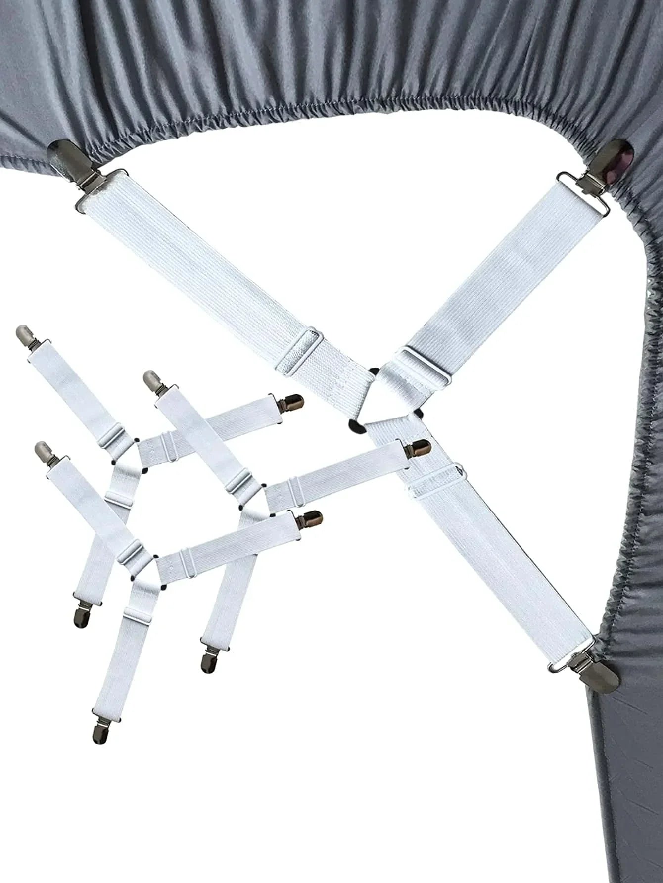 Frendorf | BedGrip | Spannbettlakenhalter Set | Längenverstellbar | Mit Metallschließe