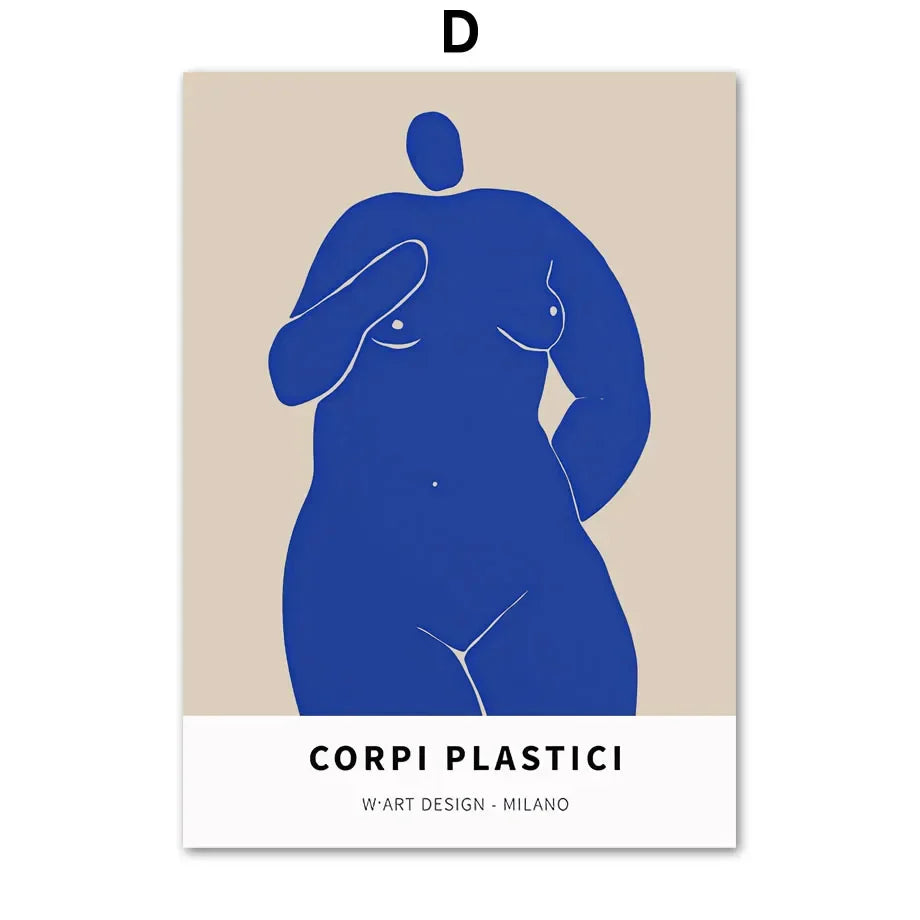 Nordic Simple Aesthetics Wandkunst Nude Linie Blau Abstrakt HD Öl Auf Leinwand Poster Zuhause Schlafzimmer Wohnzimmer Dekoration Geschenk