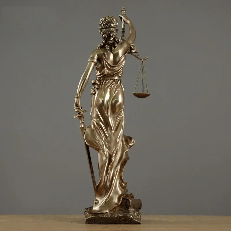 ERMAKOVA Europäische antike Bronze griechische Gerechtigkeit Göttin Statue Fair Angels Harz Skulptur Ornamente Desktop Home Dekoration Geschenk