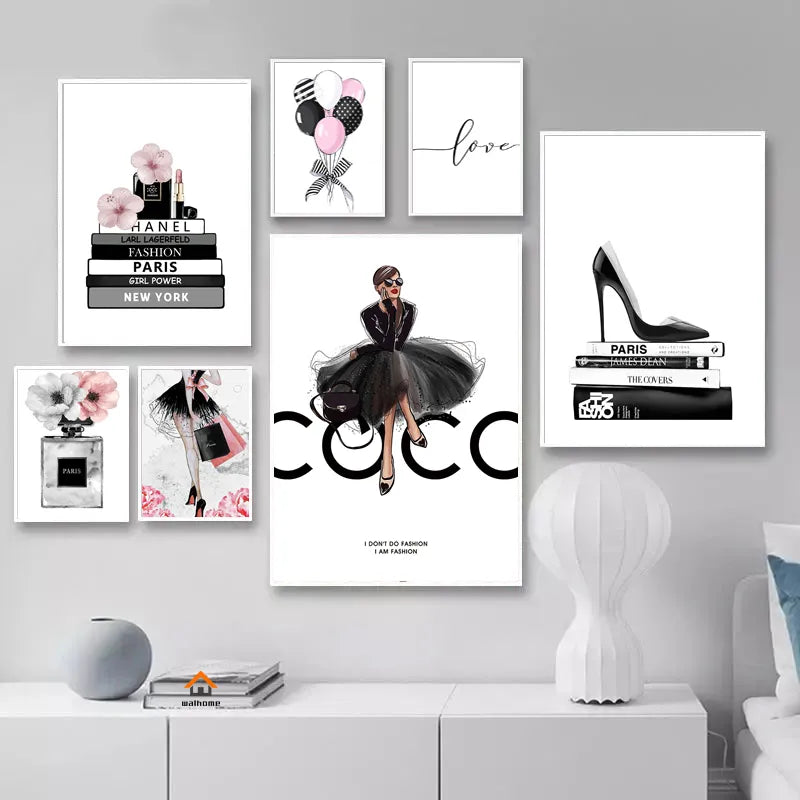 Leinwand Buch Parfüm Frauen Dekor Poster für Schönheitssalon Dekorative Malerei Luxuriöses Wohnzimmer Mädchen Schlafzimmer Dekoration Nordic