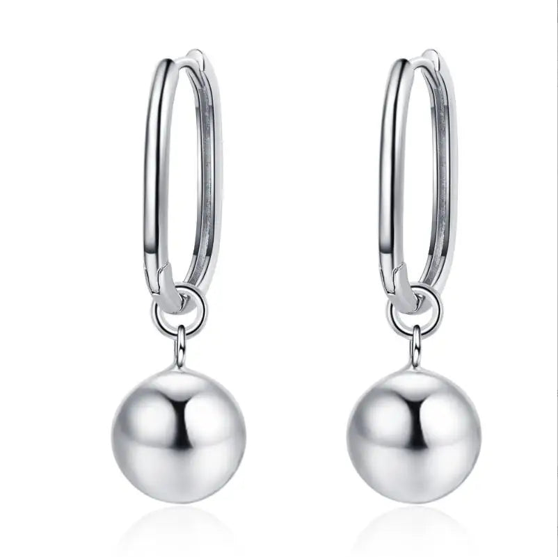 Frendorf | Original 925 Sterling Silver Große Perlen Ball Hoops Ohrringe Für Frauen 2023 Koreanische Hochzeitsfeier Schmuck Geschenk Für Frauen Pendientes
