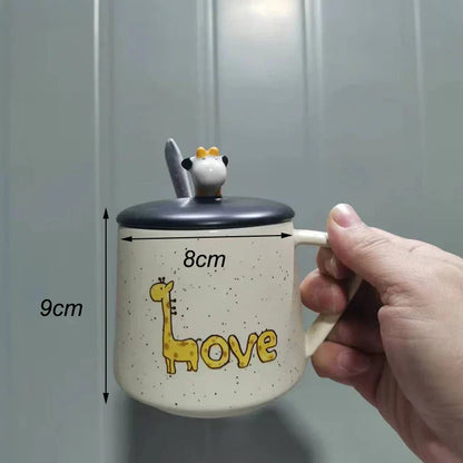 Frendorf | CupBuddy Niedliche Cartoon-Keramiktasse | Kaffeetasse & Milchteebecher | Frühstückstasse als Geschenkidee & Trinkgeschirr
