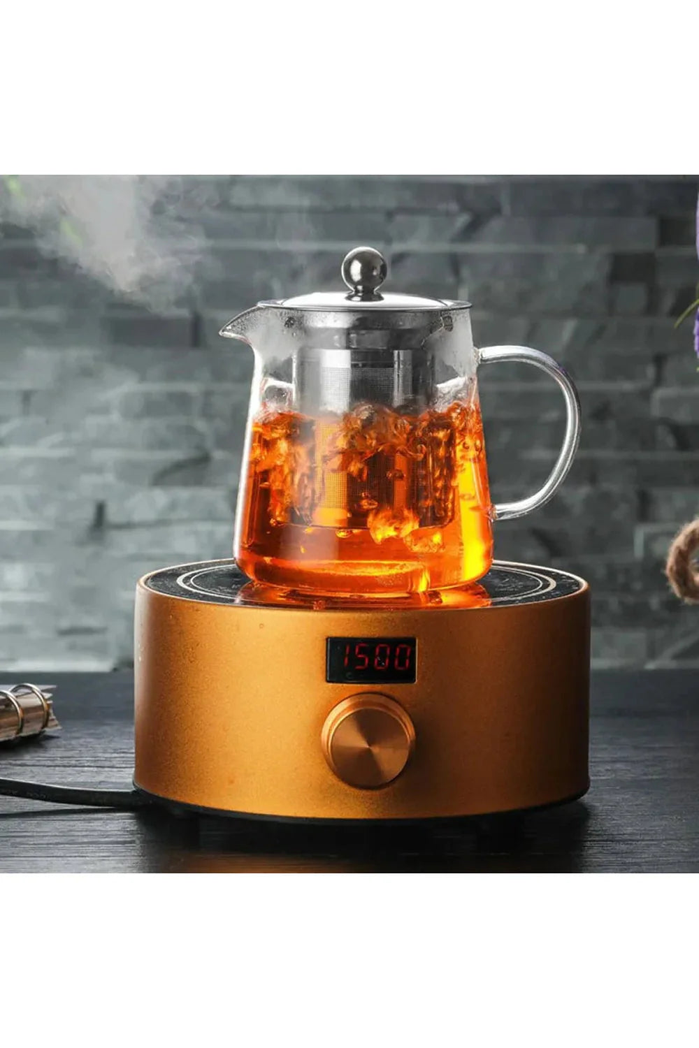 Edelstahl-Infuser-Glas-Teekanne