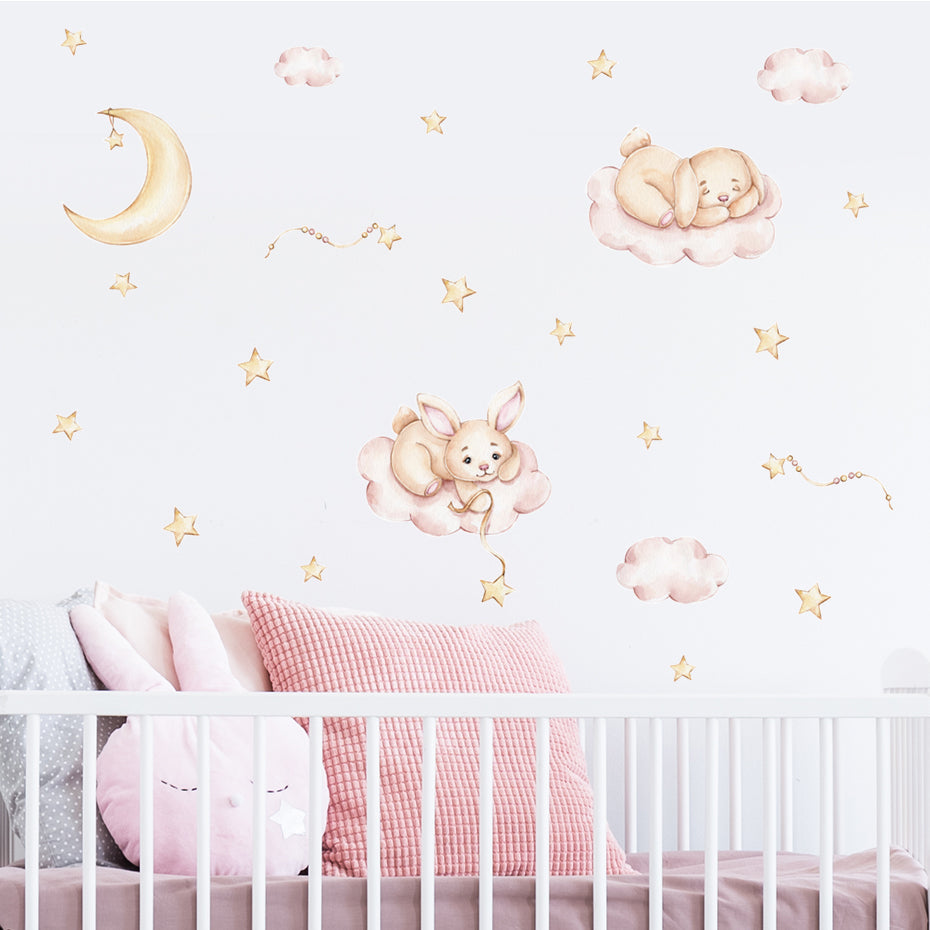 Frendorf | Cartoon Wandtattoos Hase Mond Wolken