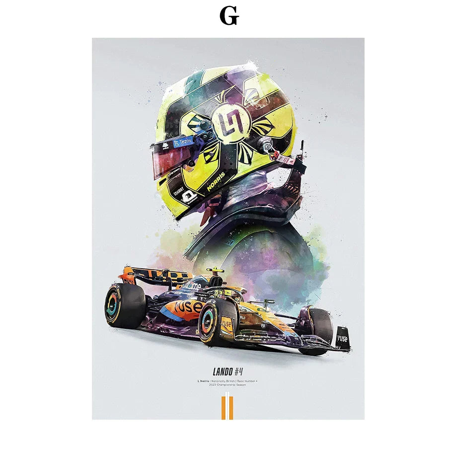 FI Formel 1 Rennhelm 2023 Saison Meisterschaft Team Bewegung Wandkunst Leinwandbild Nordisches Poster Wohnzimmer Dekor