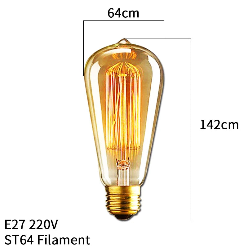 Dimmbar Edison Glühbirne (40W, E27 Sockel) - Vintage Stil Fadenlampe für Retro-Beleuchtung Vintage Edison Lampe Retro Licht