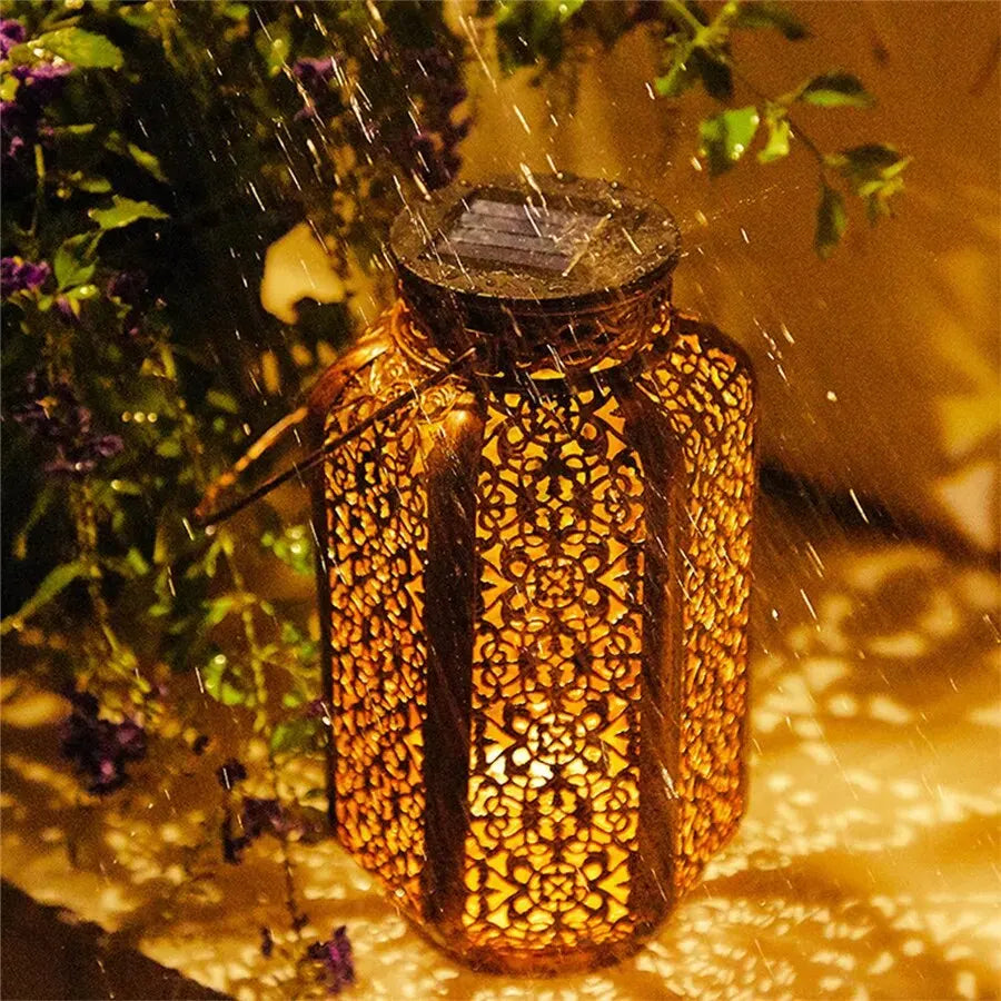Frendorf | DecoGlow Art Deco Solarlaterne | Elegante Gartenbeleuchtung | Nachhaltige LED-Lampe | Dekoratives Licht für Außen