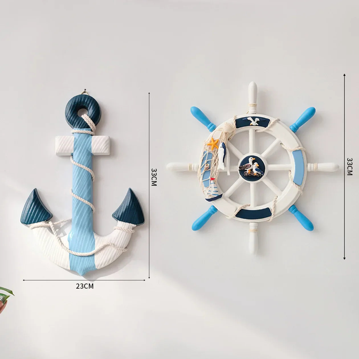 Frendorf | 2PCS Nautische Schiffsrad und Anker Wanddeko