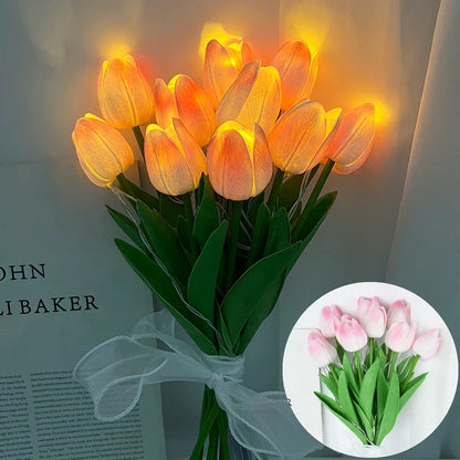 LED-Lampe mit künstlichem Tulpenblumenstrauß perfekt für Geschenke oder als Hochzeitsfeier-Hausdekorationen