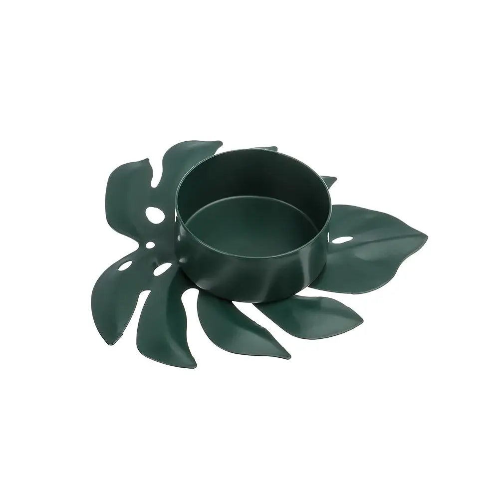 Frendorf | LumiLeaf Monstera Kerzenhalter aus Eisen | Gold & Grün | Tropisches Design | Wohn- und Tischdeko