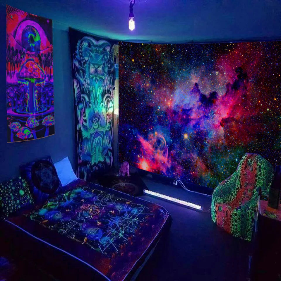Psychedelischer Pilz Glow Wandteppich