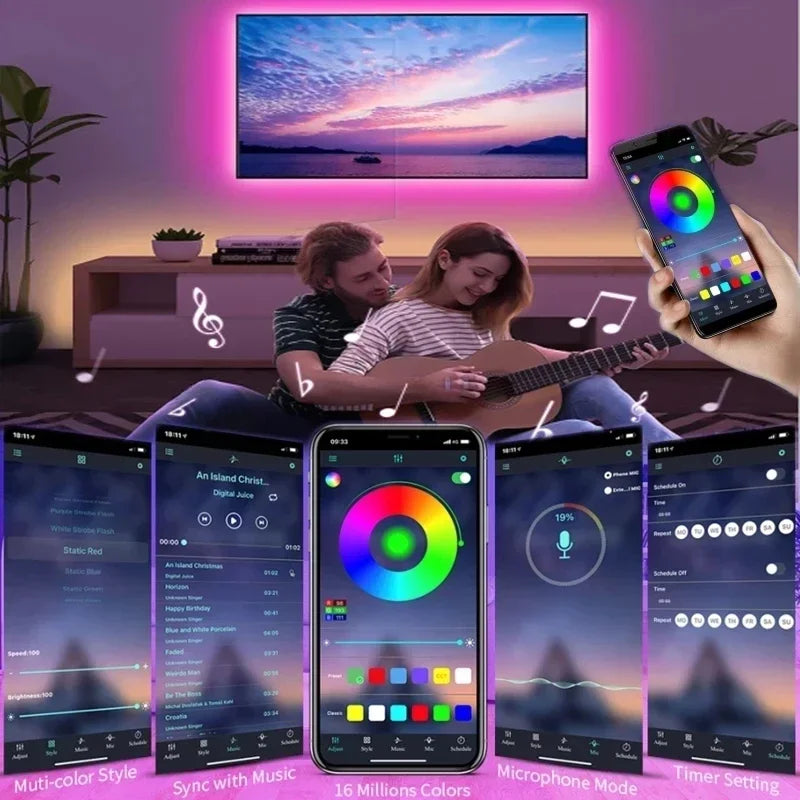 USB RGB LED Strip Lichter mit App-Steuerung für Raum- & Fernseher-Hintergrundbeleuchtung Deko