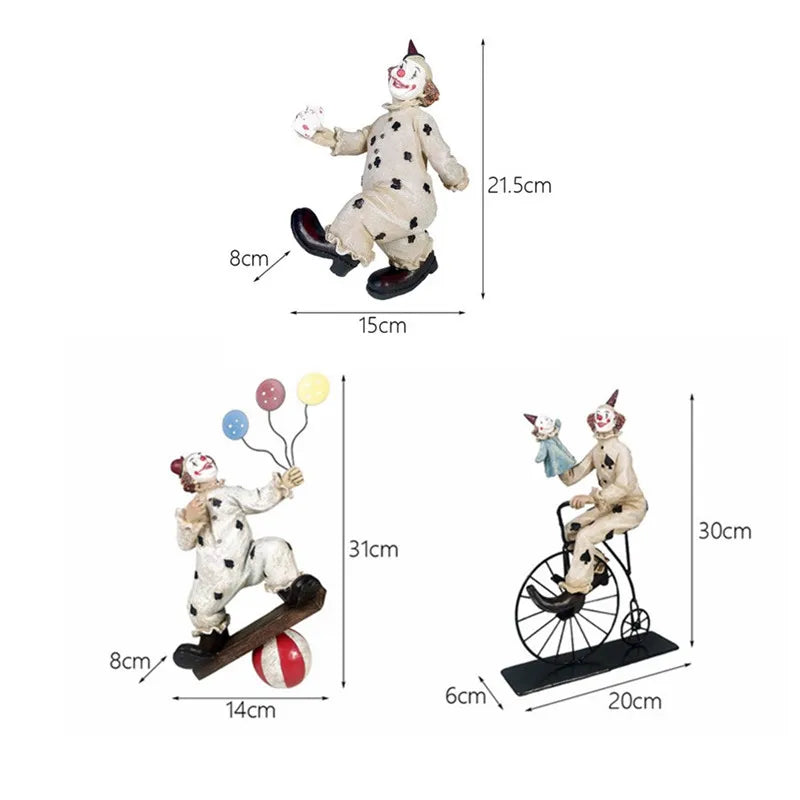 Vilead Zirkusclown Statue Joker Figurine Buffoon Puppe Sammlung Wohnzimmer Innendekoration Wohnungsdesign Bürotisch Dekor