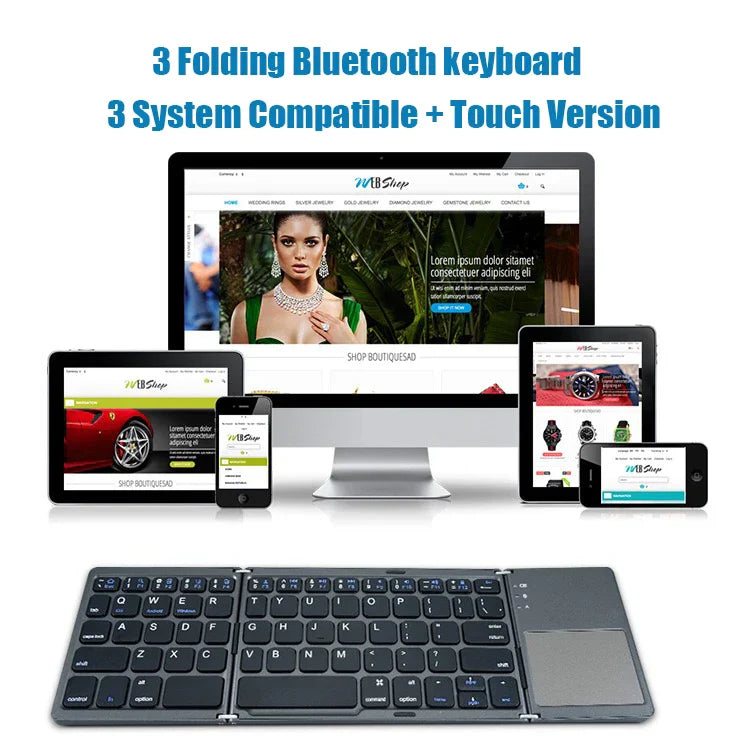 Frendorf | Neue Mini Superleichte Kompakte Drahtlose Faltbare Professionelle Tastatur Mit Touchpad Für Android IOS Windows