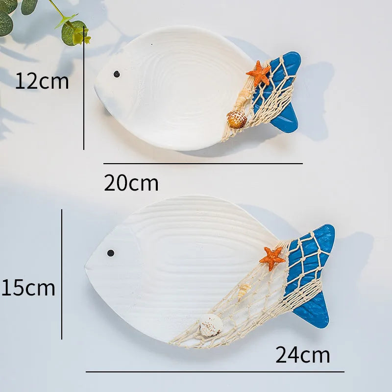 2-teiliges Holzfisch nautische Strand Wanddeko