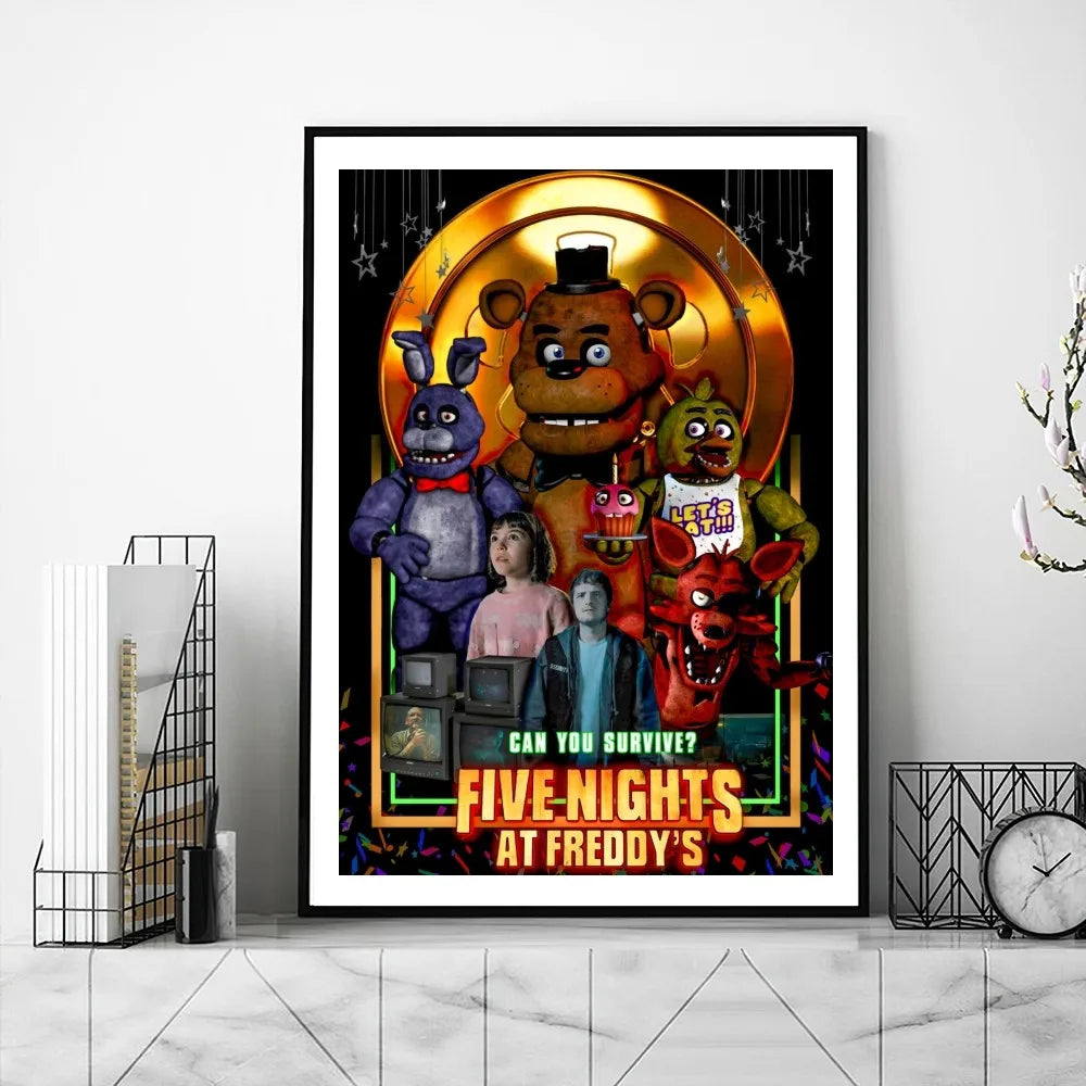 New FNAF Movie Poster Gallery Prints Painting Wall Canvas Pictures Living Room Sticker
