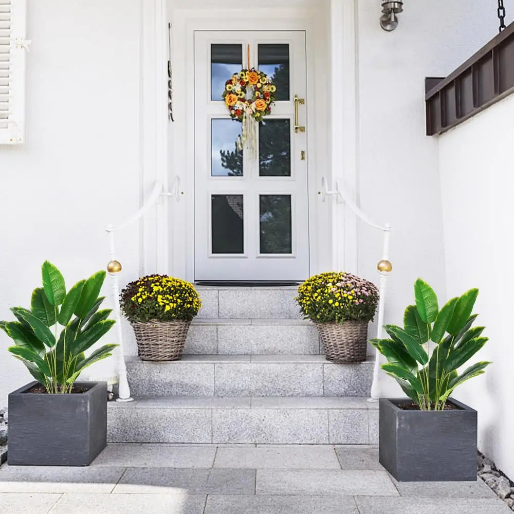 Frendorf | 1pc Kunsttropische Palme – Künstliche Bananenpflanze mit echtem Touch Monstera-Blättern für Zuhause, Garten und Bürodeko