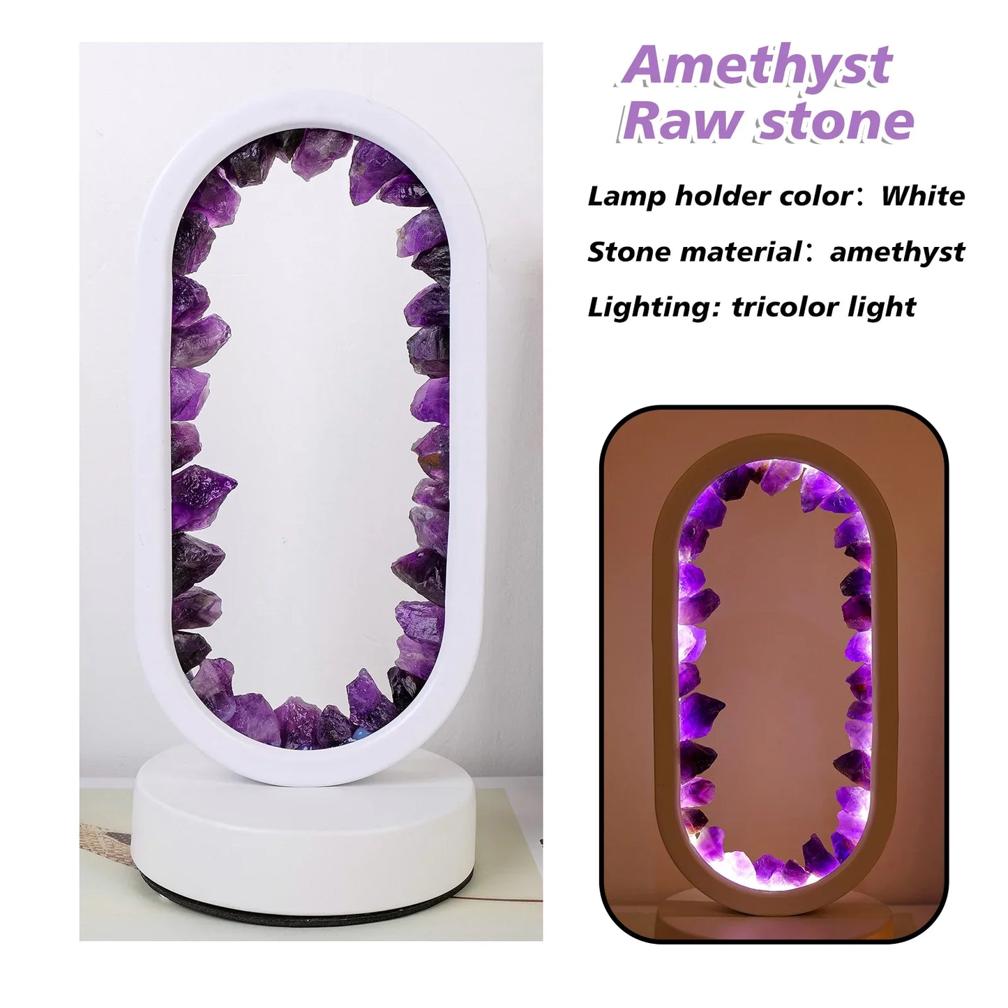 Natürliche Amethyst Oval Nachtlicht