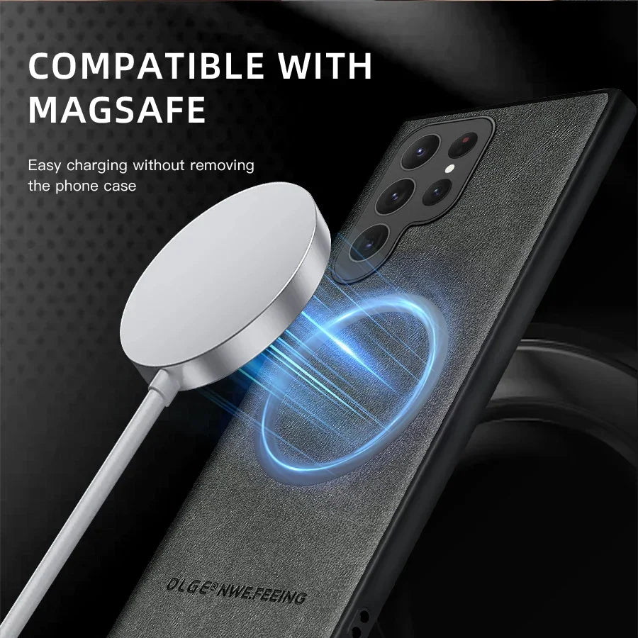 Frendorf | Magnetische Lederhülle für Samsung Galaxy mit Wireless Charging Unterstützung