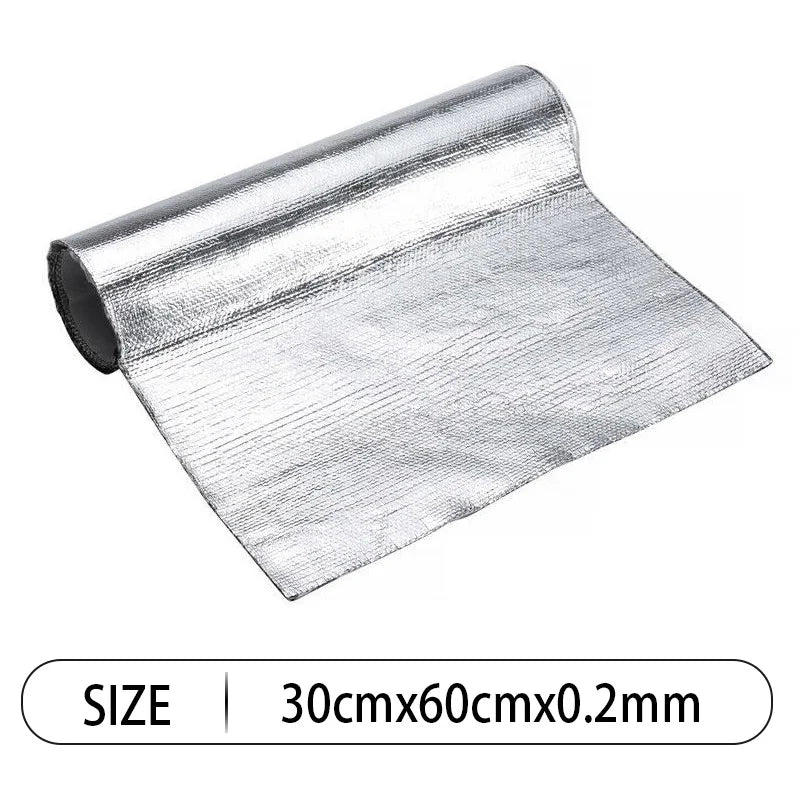 Auto Wärme Schutzfolie Film: Hochtemperaturbeständiges Fiberglas Aluminium Klebeband Tuch - Selbstklebende Wärmedämmungsmatte