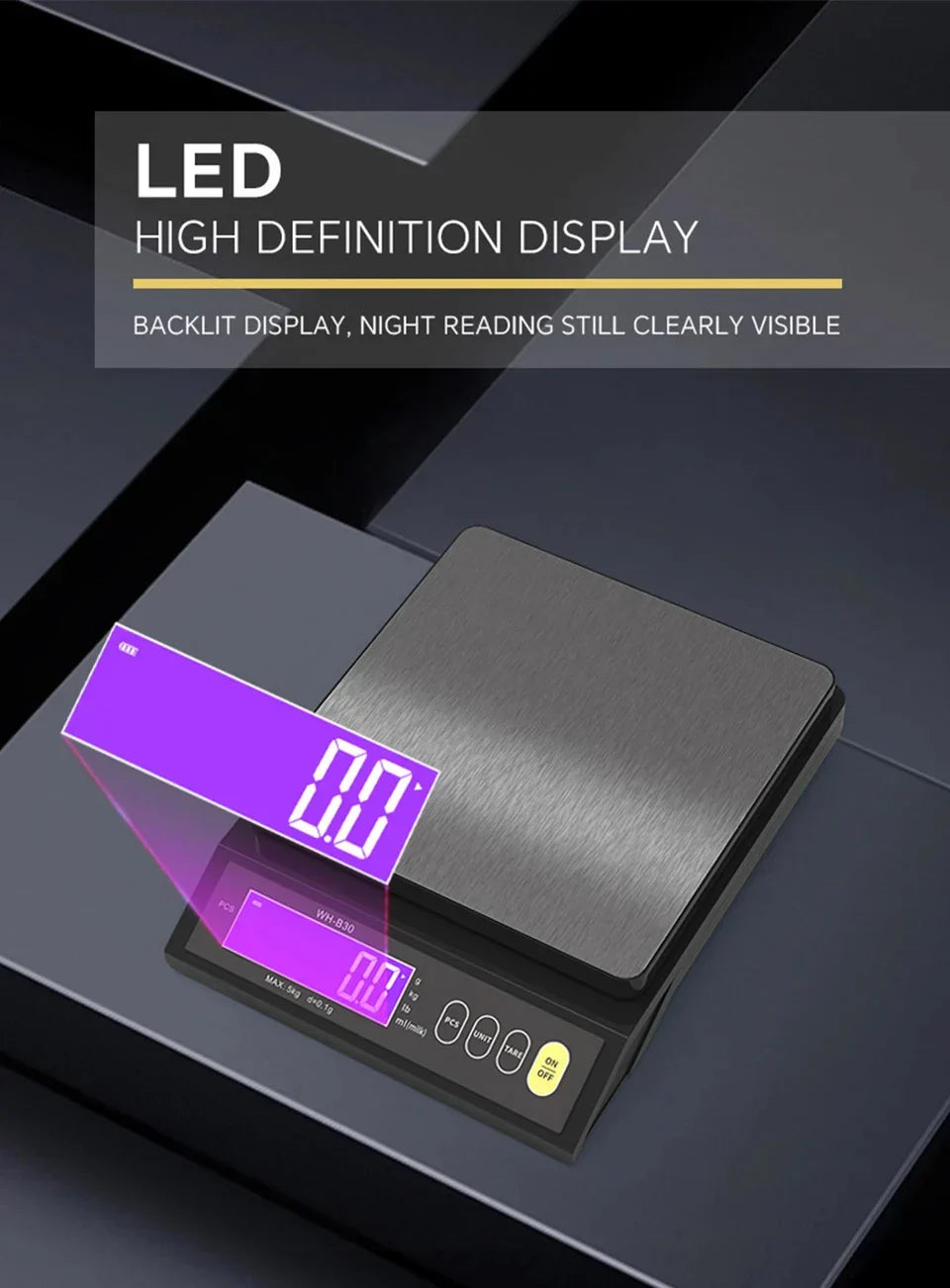Frendorf | 5 kg/0,1 g und 10 kg/1 g digitale elektronische Küchenwaage, LCD-Display, voll wasserdichtes Edelstahl-Waagetool zum Backen