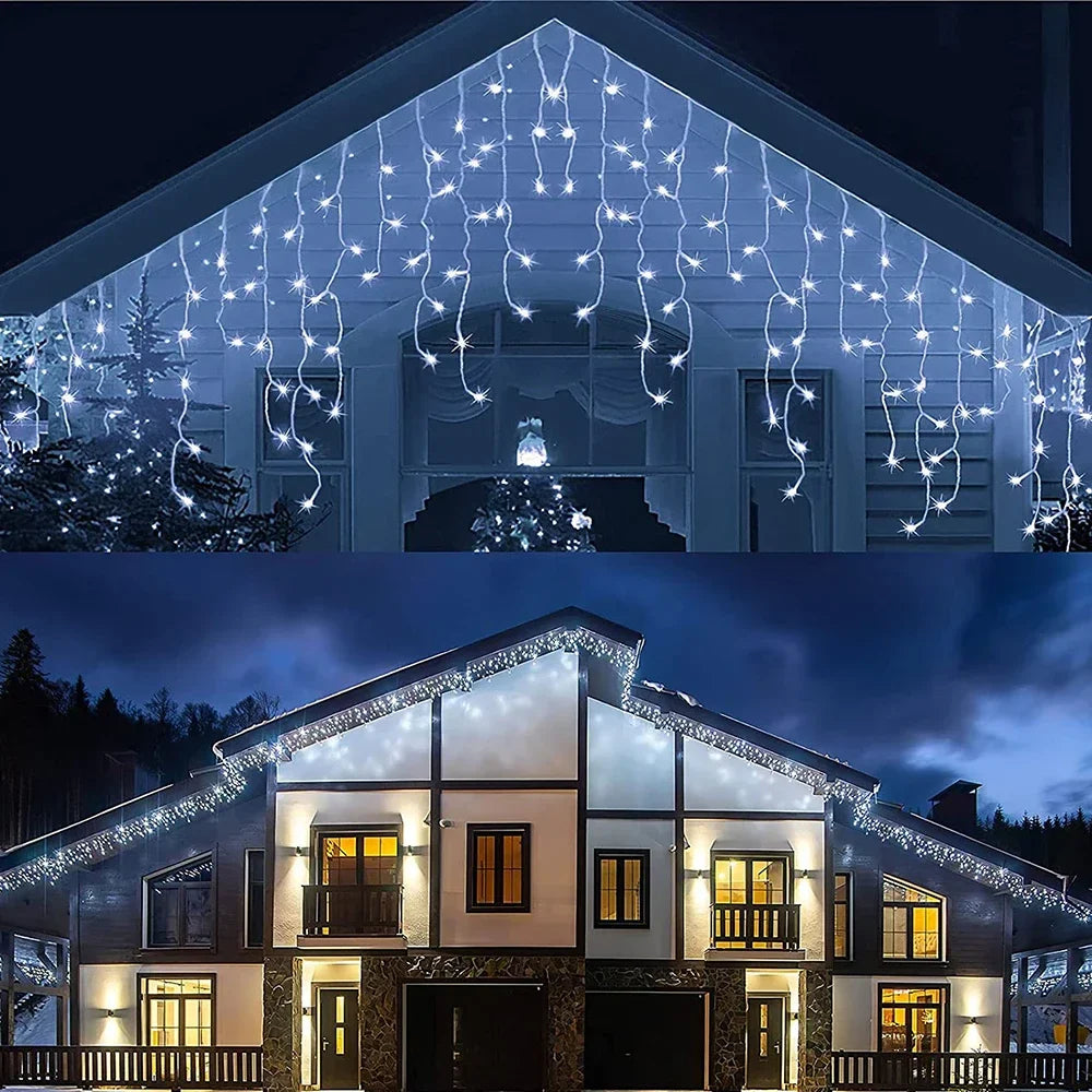 Outdoor Winter Slänger LED Eiszapfen Vorhang Weihnachtsbeleuchtung - Curtcle