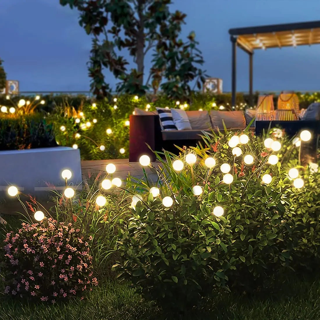 LED Solar Glühwürmchenlichter: Wasserfeste Gartenlichter für lebendige Terrassenwegdekoration