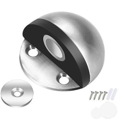 Edelstahl Magnet Türstopper - Bohrfrei, Magnetische Saugkraft, Halbrunder Gummi Anti-Kollisions Türberührung Stopp