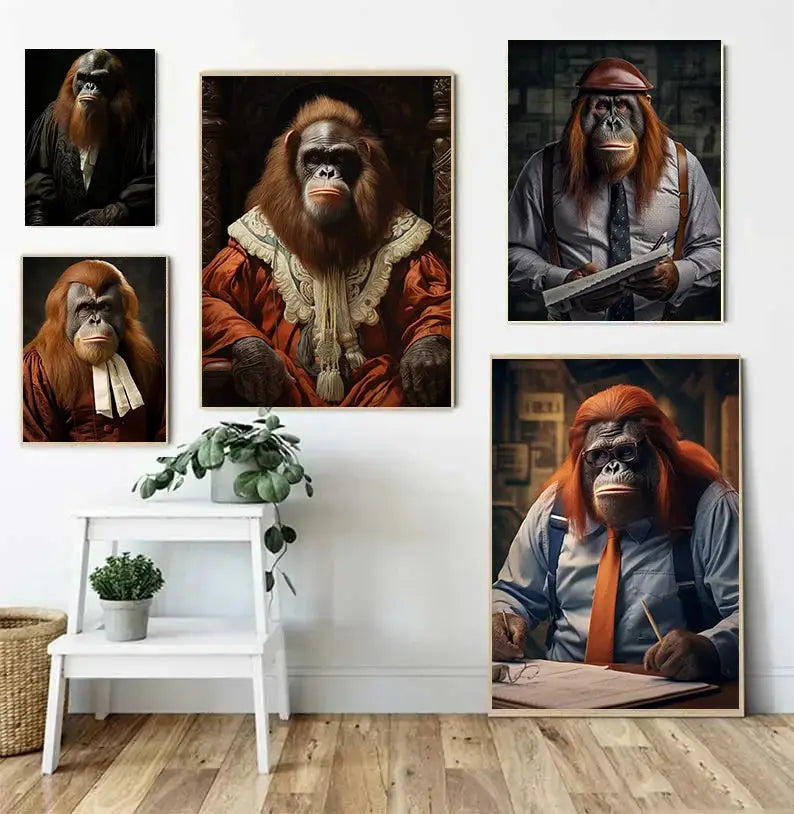 1Stk Wandkunst Leinwand Malerei Tier Zuhause Dekor Wohnzimmer Innendekoration Arzt Poster Schlafzimmer Anwalt Orang-Utan Dekoration