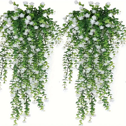 Frendorf | 3 Stück Künstliche Hängende Pflanzen – Faux Eukalyptusblatt Grünery Wein – UV-beständige Kunststoff-Hängende Pflanzen für Zuhause, Garten und Partydekoration